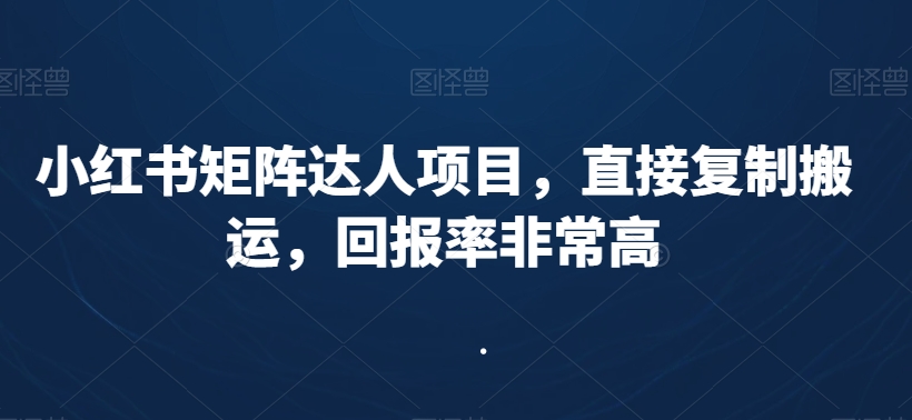 小红书矩阵达人项目，直接复制搬运，回报率非常高-云帆学社