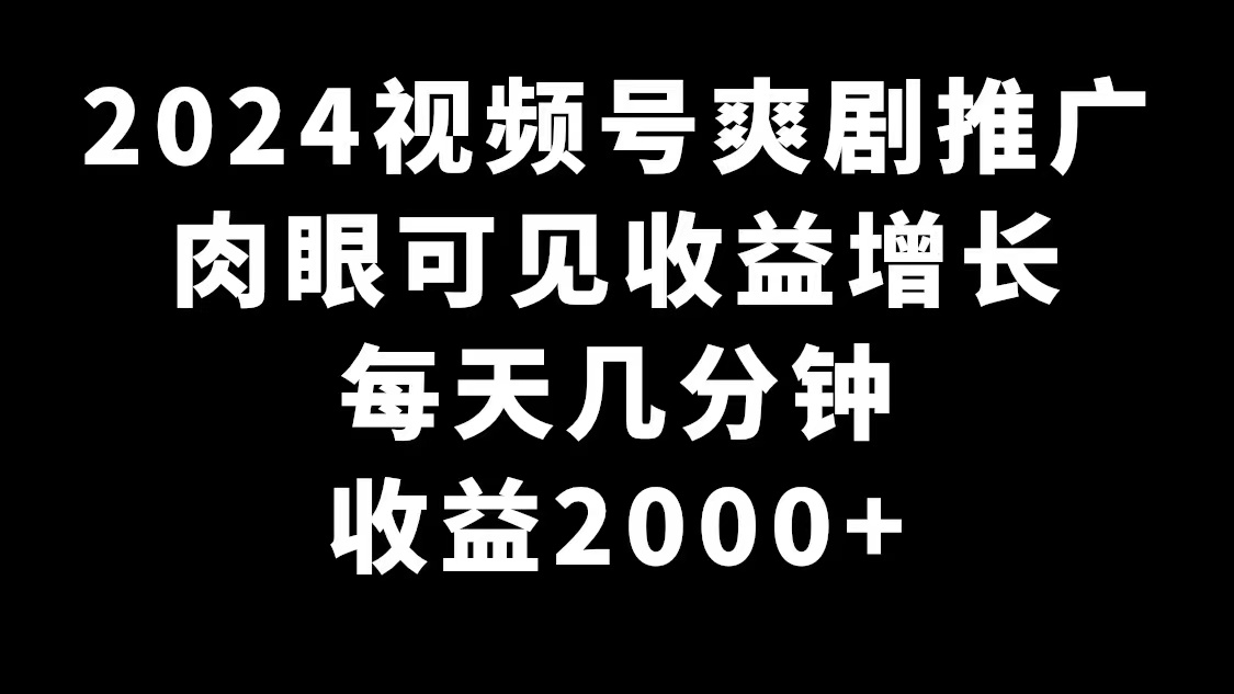 （9028期）2024视频号爽剧推广，肉眼可见的收益增长，每天几分钟收益2000+-云帆学社