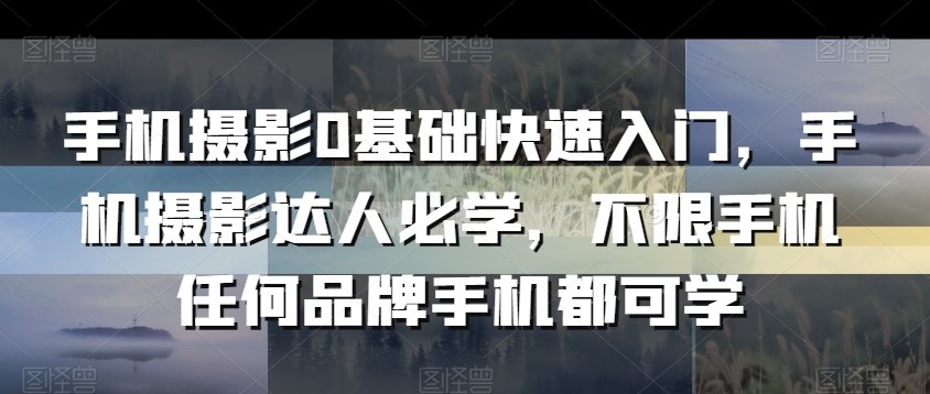 手机摄影0基础快速入门，手机摄影达人必学，不限手机任何品牌手机都可学-云帆学社