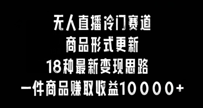 无人直播冷门赛道，商品形式更新，18种变现思路，一件商品赚取收益10000+-云帆学社