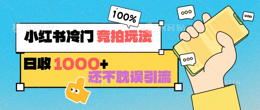 小红书冷门 竞拍玩法 日收1000+ 不耽误引流 可以做店铺 可以做私域-云帆学社