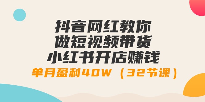 （9135期）抖音网红教你做短视频带货+小红书开店赚钱，单月盈利40W（32节课）-云帆学社