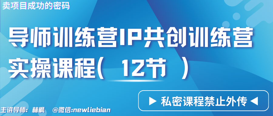 导师训练营3.0IP共创训练营私密实操课程（12节）-卖项目的密码成功秘诀-云帆学社