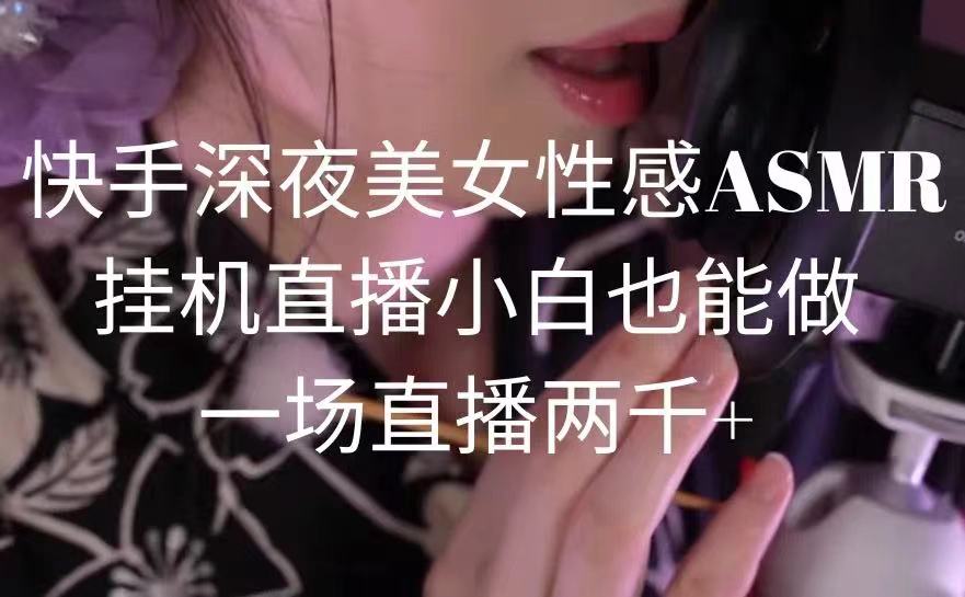 （9243期）快手深夜美女性感ASMR挂机直播，小白也能做，一场直播两千+-云帆学社