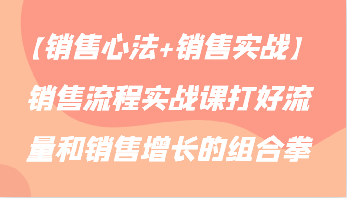 【销售心法+销售实战】销售流程实战课打好流量和销售增长的组合拳-云帆学社