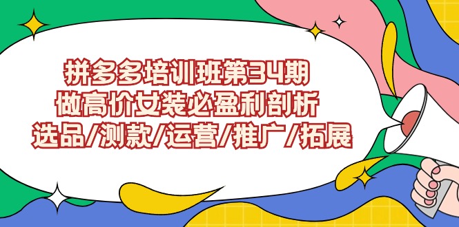 （9333期）拼多多培训班第34期：做高价女装必盈利剖析  选品/测款/运营/推广/拓展-云帆学社