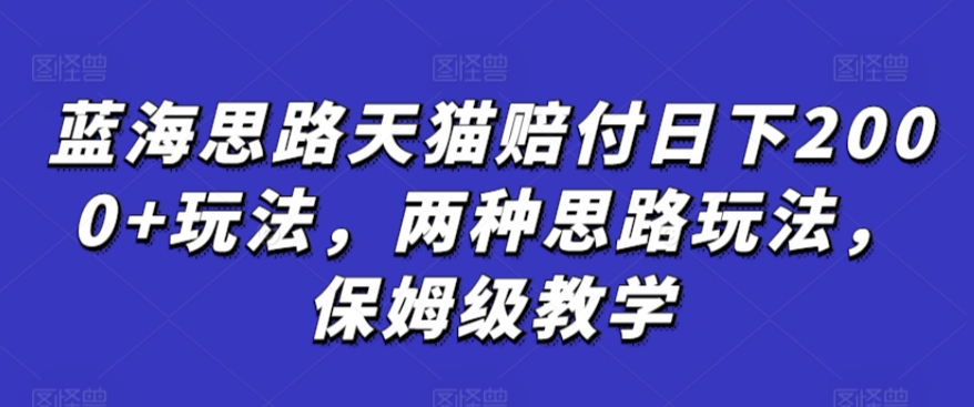 蓝海思路天猫赔付日下2000+玩法，两种思路玩法，保姆级教学【仅揭秘】-云帆学社