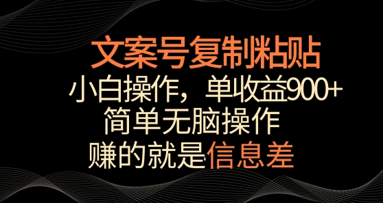 文案号掘金，简单复制粘贴，小白操作，单作品收益900+-云帆学社