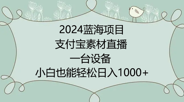 2024年蓝海项目，支付宝素材直播，无需出境，小白也能日入1000+ ，实操教程-云帆学社