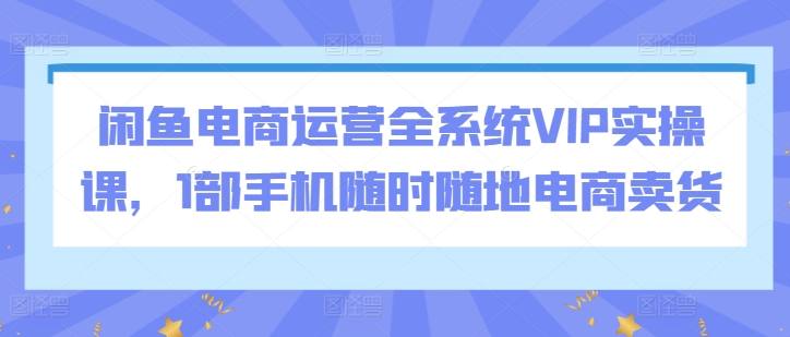 闲鱼电商运营全系统VIP实操课，1部手机随时随地电商卖货-云帆学社