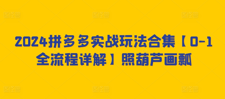 2024拼多多实战玩法合集【0-1全流程详解】照葫芦画瓢-云帆学社