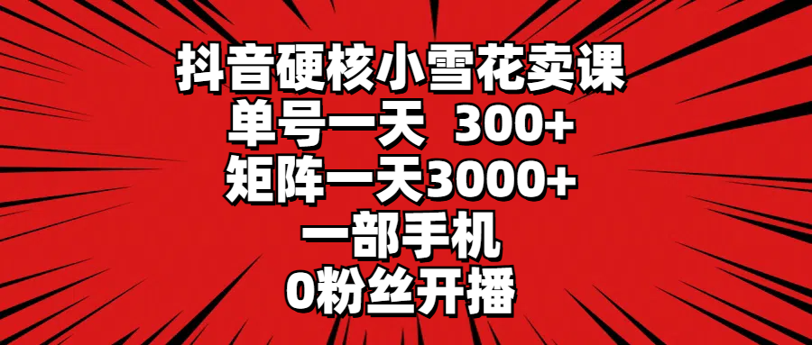 （9551期）抖音硬核小雪花卖课，单号一天300+，矩阵一天3000+，一部手机0粉丝开播-云帆学社