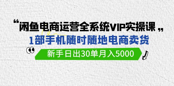 闲鱼电商运营全系统VIP实战课，1部手机随时随地卖货，新手日出30单月入5000-云帆学社