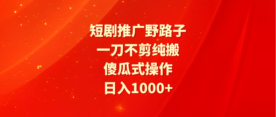 （9586期）短剧推广野路子，一刀不剪纯搬运，傻瓜式操作，日入1000+-云帆学社