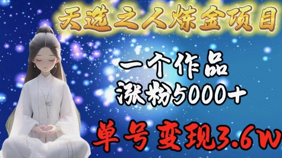 天选之人炼金项目，一个作品涨粉5000+，单号变现3.6w-云帆学社