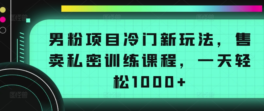 男粉项目冷门新玩法，售卖私密训练课程，一天轻松1000+-云帆学社