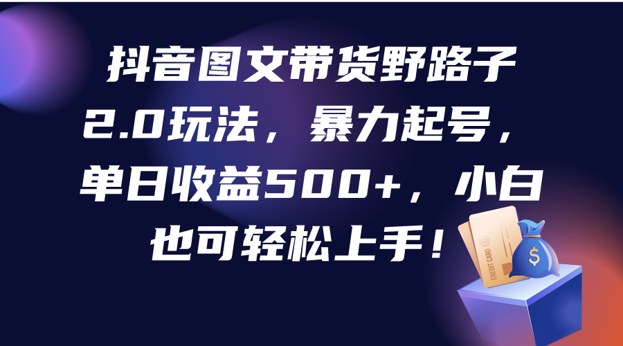 （9790期）抖音图文带货野路子2.0玩法，暴力起号，单日收益500+，小白也可轻松上手！-云帆学社