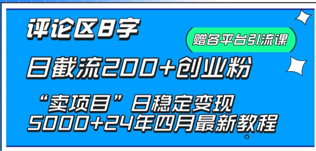 抖音评论区8字日截流200+创业粉 “卖项目”日稳定变现5000+-云帆学社