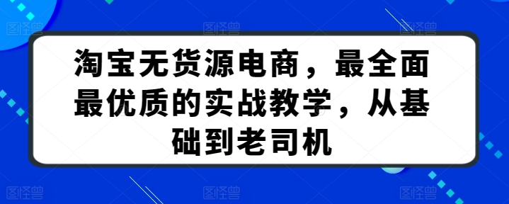 淘宝无货源电商，最全面最优质的实战教学，从基础到老司机-云帆学社