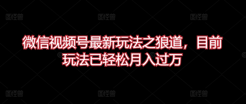 微信视频号最新玩法之狼道，目前玩法已轻松月入过万-云帆学社