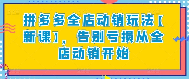 拼多多全店动销玩法【新课】，告别亏损从全店动销开始-云帆学社