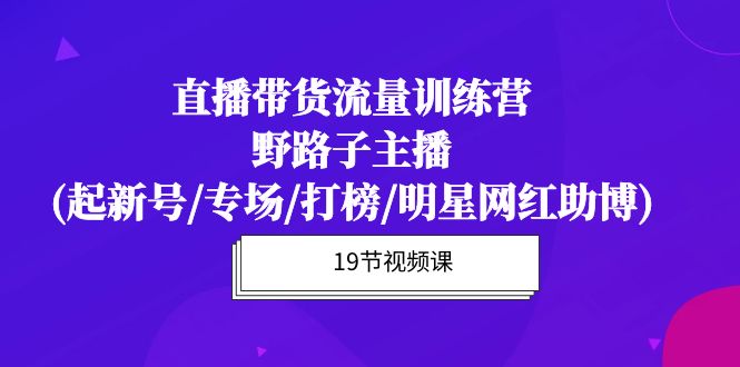 （10016期）直播带货流量特训营，野路子主播(起新号/专场/打榜/明星网红助博)19节课-云帆学社