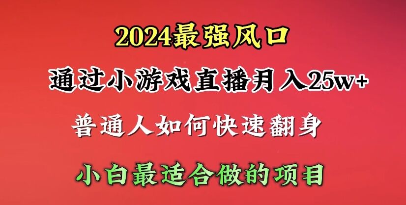 （10020期）2024年最强风口，通过小游戏直播月入25w+单日收益5000+小白最适合做的项目-云帆学社