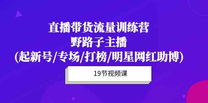 直播带货流量特训营，野路子主播(起新号/专场/打榜/明星网红助博)-云帆学社