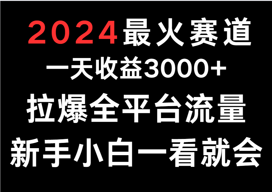 2024最火赛道，一天收一3000+.拉爆全平台流量，新手小白一看就会-云帆学社