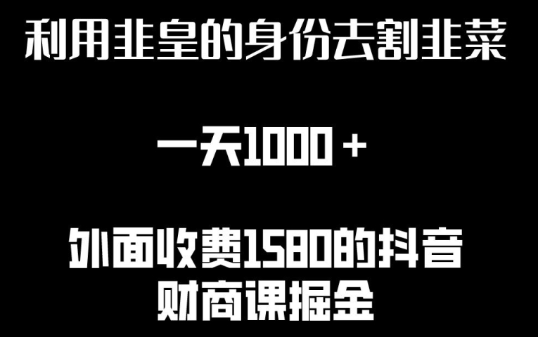 利用非皇的身份去割韭菜，一天1000+(附详细资源)-云帆学社