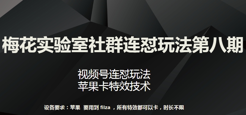 梅花实验室社群连怼玩法第八期，视频号连怼玩法 苹果卡特效技术-云帆学社