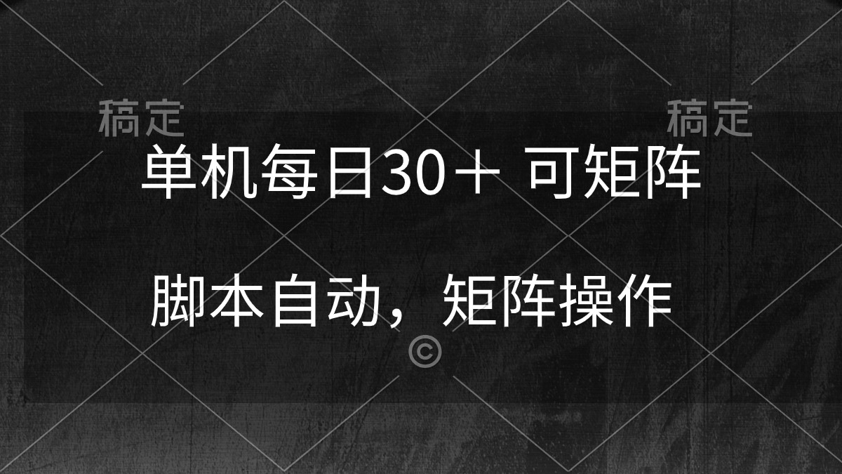 （10100期）单机每日30＋ 可矩阵，脚本自动 稳定躺赚-云帆学社