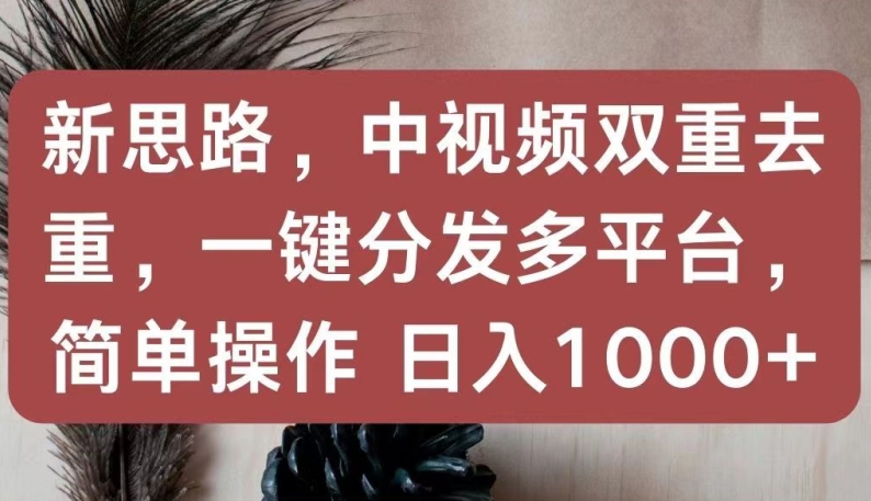 新思路，中视频双重去重，一键分发多平台，简单操作，日入1000+-云帆学社