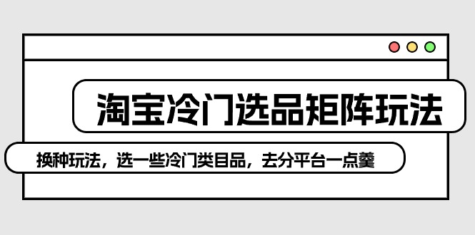 （10159期）淘宝冷门选品矩阵玩法：换种玩法，选一些冷门类目品，去分平台一点羹-云帆学社