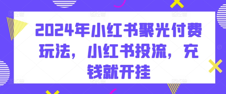 2024年小红书聚光付费玩法，小红书投流，充钱就开挂-云帆学社