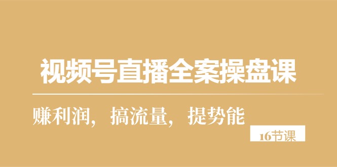 （10207期）视频号直播全案操盘课，赚利润，搞流量，提势能（16节课）-云帆学社