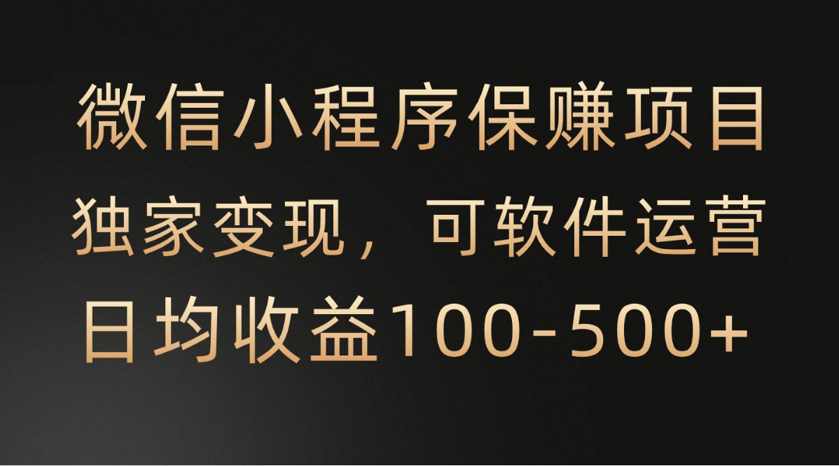 微信小程序，腾讯保赚项目，可软件自动运营，日均100-500+收益有保障-云帆学社