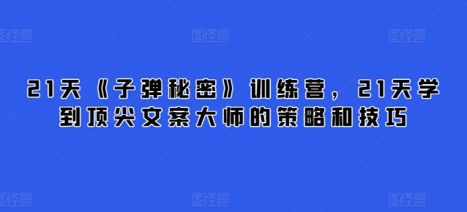 21天《子弹秘密》训练营，21天学到顶尖文案大师的策略和技巧-云帆学社