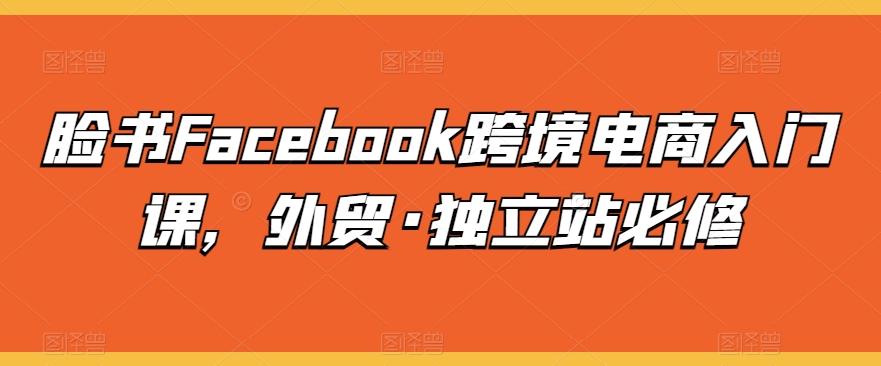 脸书Facebook跨境电商入门课，外贸·独立站必修-云帆学社