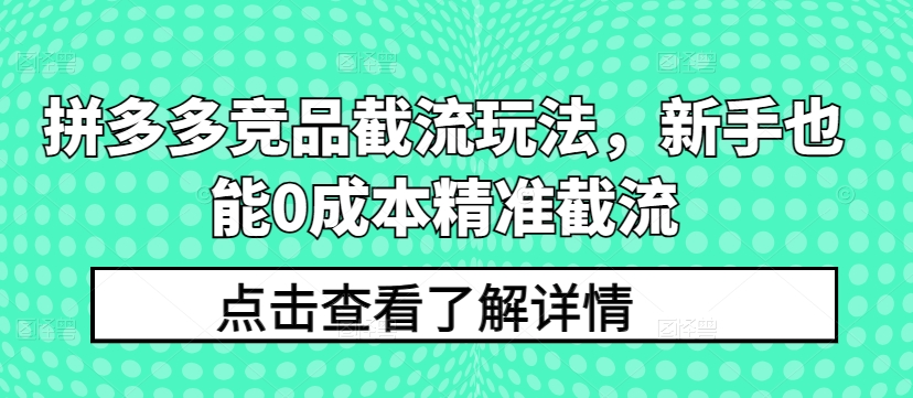 拼多多竞品截流玩法，新手也能0成本精准截流-云帆学社