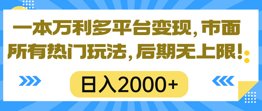 （10311期）一本万利多平台变现，市面所有热门玩法，日入2000+，后期无上限！-云帆学社