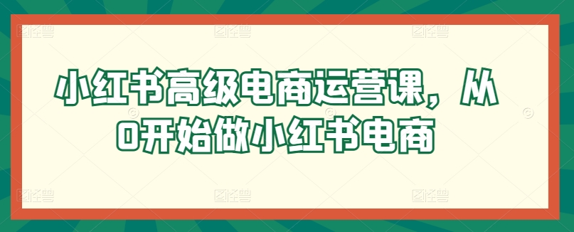 小红书高级电商运营课，从0开始做小红书电商-云帆学社