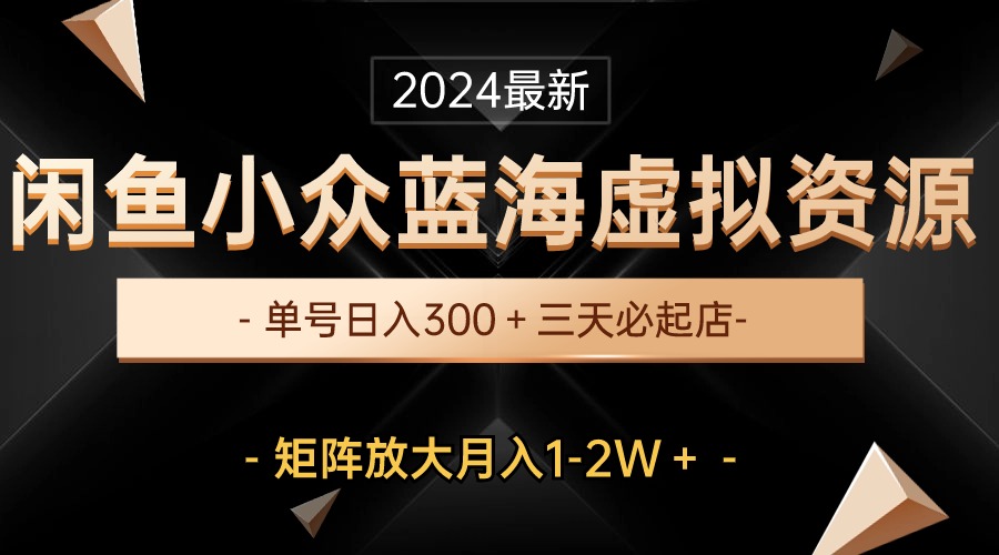 （10336期）最新闲鱼小众蓝海虚拟资源，单号日入300＋，三天必起店，矩阵放大月入1-2W-云帆学社