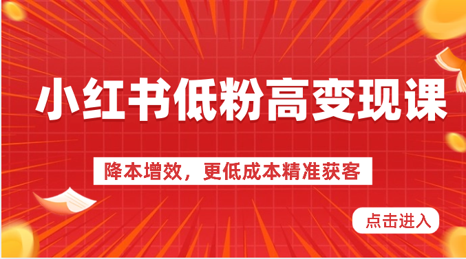 小红书低粉高变现课-降本增效，更低成本精准获客，小红书必爆的流量密码-云帆学社