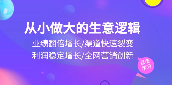 （10438期）从小做大生意逻辑：业绩翻倍增长/渠道快速裂变/利润稳定增长/全网营销创新-云帆学社