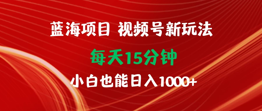 蓝海项目视频号新玩法 每天15分钟 小白也能日入1000+-云帆学社