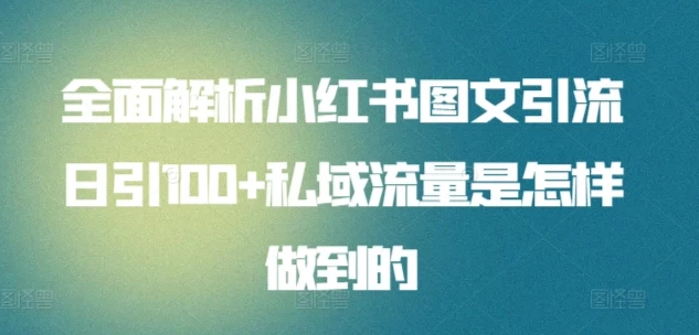 全面解析小红书图文引流日引100私域流量是怎样做到的-云帆学社