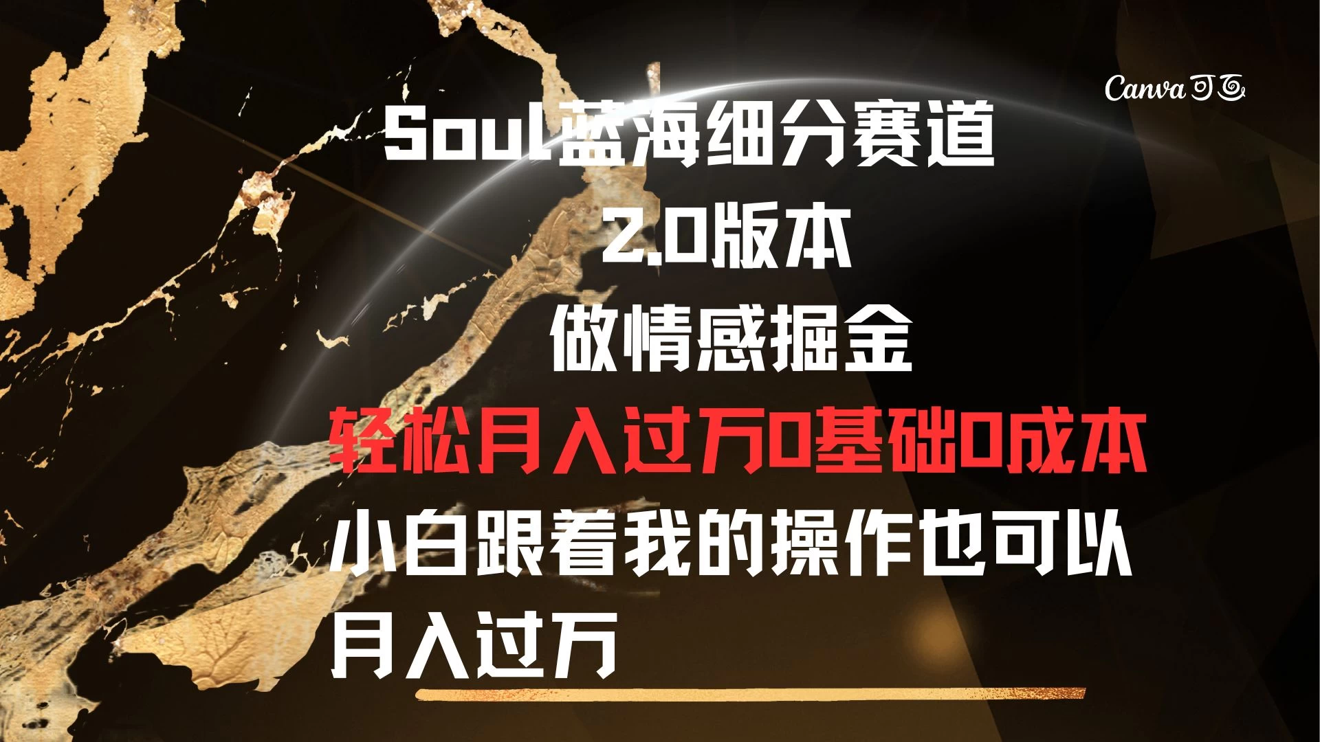 Soul蓝海细分赛道，2.0版本，做情感掘金，轻松月入过万，0基础，0成本，小白跟着我的操作也可以月入过万-云帆学社