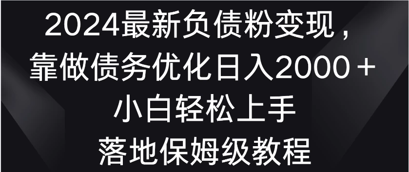 2024最新负债粉变现，靠做债务优化日入2000＋小白轻松上手 落地保姆级教程-云帆学社