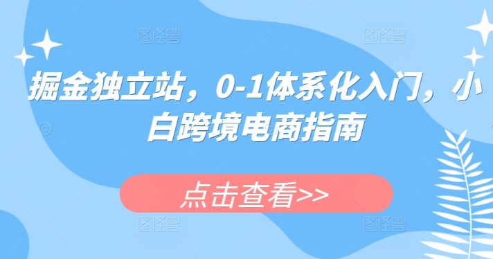 掘金独立站，0-1体系化入门，小白跨境电商指南-云帆学社